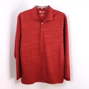 Haggar Men's LT Tall Rust Red Long Sleeve Knit Pullover Henley Polo Shirt